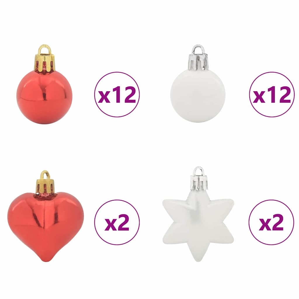 Christmas Bauble Set 40 pcs Red and White